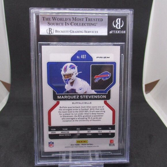2021 Panini Prizm Marquez Stevenson Checkerboard Black and White # 407 BGS 9